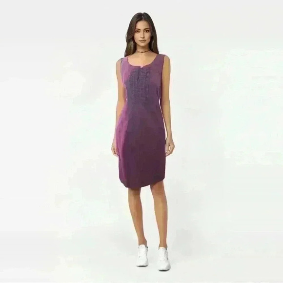 Banana Republic Plum Front Ruffles Front Key Hole Dress Women 10 - Picture 2 of 13